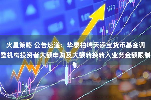 火星策略 公告速递：华泰柏瑞天添宝货币基金调整机构投资者大额申购及大额转换转入业务金额限制