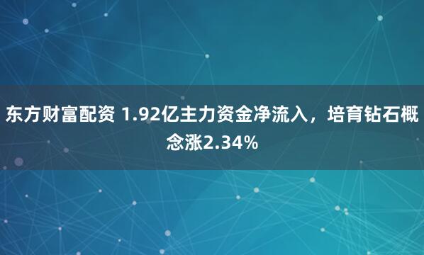 东方财富配资 1.92亿主力资金净流入，培育钻石概念涨2.34%