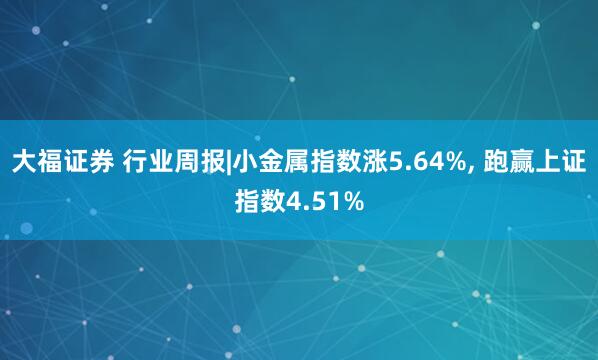 大福证券 行业周报|小金属指数涨5.64%, 跑赢上证指数4.51%